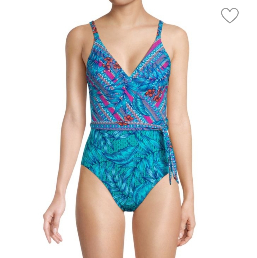 Miraclesuit x Skinnydippers Tropical Print One-Piece Swimsuit Size Small